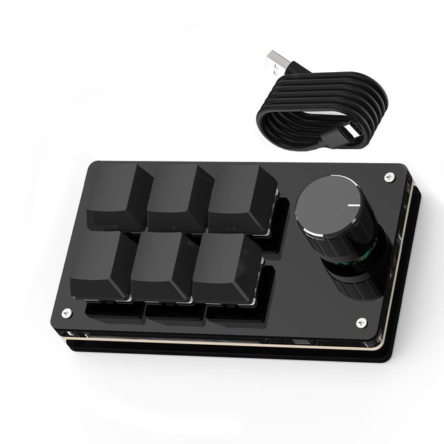 OEM ODM Programmable Macro Keyboard 6 Key Macro Mechanical Gaming Keypad with Custom Knob Hot Swappable Switches Wired Programma
