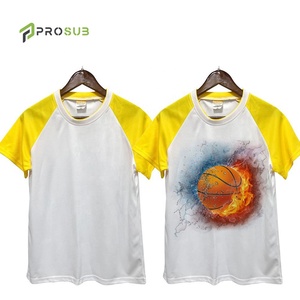 Prosub T Shirts Sublimation Shirt 100% Polyester Blank Custom Printing Quick Dry Mesh Fabric Raglan Color Short Sleeve T-shirt
