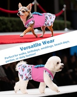 Robe d'été pour petit chien, résistante aux UV, avec nœud et manches à volants, pour anniversaire, mariage, fête, plage, vêtements mignons pour animaux de compagnie, robe tendance pour chiot