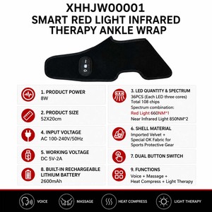 Enveloppe de cheville <span class=keywords><strong>sans</strong></span> <span class=keywords><strong>fil</strong></span> portable avec 36 LED 660nm 850nm <span class=keywords><strong>pour</strong></span> thérapie intelligente par lumière rouge et infrarouge <span class=keywords><strong>pour</strong></span> le soin des pieds et des chevilles - Product Image 5
