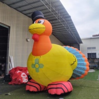 Nouveau design de poulet gonflable géant, animal de dessin animé lumineux, dinde gonflable de dessin animé pour la décoration de Thanksgiving
