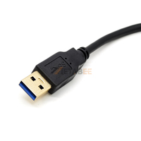 Câble USB 3.1 Type-A vers Type-C à double verrouillage par vis, 10 Gbit/s, 30 cm, noir, pour liaison caméra industrielle pour vision industrielle
