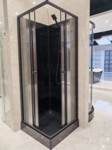 Style moderne Porte coulissante en verre trempé clair/fumé Salle de douche avec plateau carré - Product Image 2