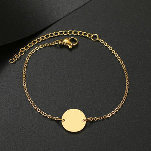 Ciondoli in bianco a forma di fai <span class=keywords><strong>da</strong></span> te in oro placcato oro placcato minimalista in acciaio inossidabile rotondo bracciale ciondolo a forma di moneta per uomo e donna - Product Image 1