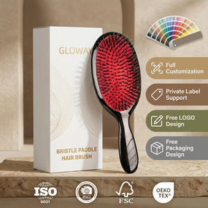 <span class=keywords><strong>Brosse</strong></span> démêlante personnalisée avec logo, en poils <span class=keywords><strong>de</strong></span> <span class=keywords><strong>sanglier</strong></span> et picots en nylon, antistatique, massante, pour extensions capillaires et <span class=keywords><strong>cheveux</strong></span> lisses - Product Image 1