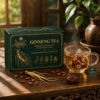 Kotak Hadiah Teh Lima Harta Karun Ginseng Gunung Changbai 30 Sachet Maca Goji Berry Mulberry Kurma Merah Teh Herbal Premium Mewah