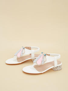 Chaussures décontractées pour filles : Nouveauté Printemps 2026 – Sandales à talons de princesse avec perles et strass, semelle en caoutchouc - Product Image 6