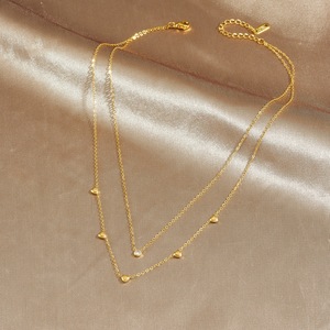 Exquisite Stainless Steel Layered <b>Collar</b> Jewelry Necklaces for Women Fashion Double Layer Zirconia Heart Chic Chain Necklace - Product Image 3