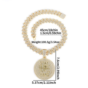 Bùng nổ tất cả-trong-một cá tính đầy đủ của kim cương hợp kim lớn đường phố Vòng hip hop phóng đại Cuba Chuỗi vòng cổ - Product Image 6