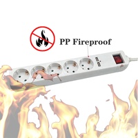 Regleta de Enchufes Europeos de 5 Vías con Conectores de Latón y Cobre, 2 Puertos de Carga USB 5V 2.1A, 5 Tomas de Corriente 16A, Certificación CE-LVD, 250V