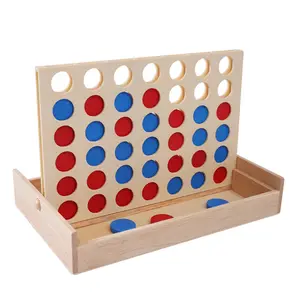 木质经典家庭趣味玩具连续连接4个棋盘游戏巨型4个