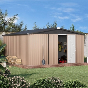 Outdoor Metal Garden Shed Waterproof Steel Frame Easy Assembly Nature Type <strong>Storage</strong> <strong>Unit</strong> Para <strong>Backyard</strong> Tool Room Pressure Treated - Product Image 2