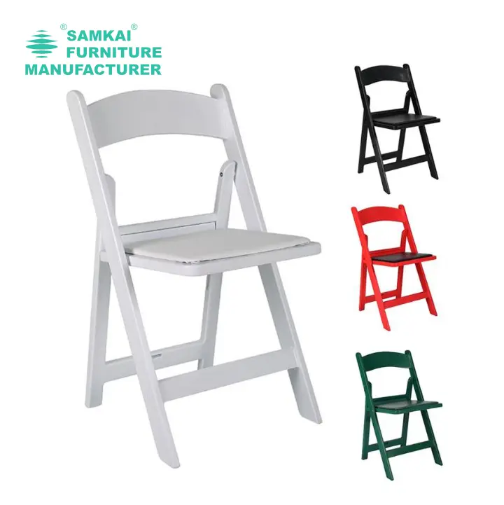 SK-ZDY-A010屋外イベント特別な白い折りたたみ椅子耐久性のある樹脂積み重ね可能なバルク価格が利用可能