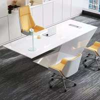 Table de direction blanche pour bureau, mobilier de bureau à domicile, table et chaise de direction, table d'ordinateur incurvée pour PDG