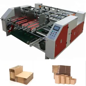 QH-PACK Top quality double pieces folding and gluing machine semi automatic folder gluer machine
