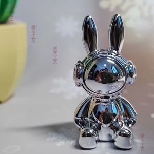 Space Rabbit Craft <b>Pot</b> <b>Lid</b> Handle Silver Plastic UV Coated Novelty Shape Contemporary Design - Product Image 2