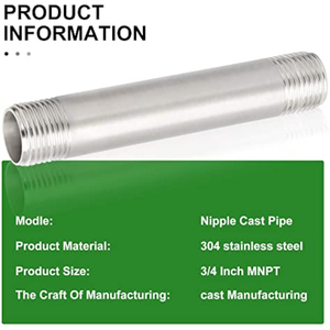 304 thép không gỉ ren ống lắp 3/4 "NPT Đôi Nam 6" Chiều dài chống ăn mòn núm vú đúc ống - Product Image 3