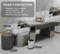 Mobilier de salon professionnel Station de spa avec tête Équipement de spa Table de massage Bassin à shampoing en céramique Lit de lavage des cheveux