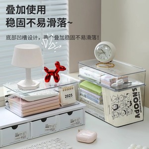 Caja de almacenamiento acrílica, organizador de escritorio transparente con tapa, contenedor de almacenamiento de papelería para escritorio de oficina a prueba de polvo de gran capacidad - Product Image 2