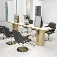 BoJue ensemble de mobilier de salon design moderne poste de coiffure en verre avec table de coupe de cheveux équipement de coiffure pour hôtels