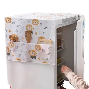 Waterproof Refrigerator Dust Cover, Storage Dustproof Multi-function Refrigerator  Cover Fridge Dust Proof Cover With Tool Pockets 