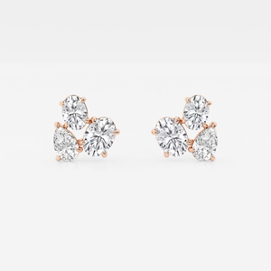 Elegantes Pendientes de Diamantes Cultivados en Laboratorio con Mosaico Ovalado y en Forma de Pera de 1 ¾ Quilates, con un Brillo Radiante, Joyería de Lujo Ética - Product Image 1