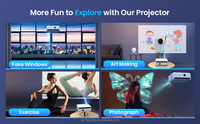 Mini Proyector Inteligente WiFi BT 1080p 4K para Teléfono Móvil, Pantalla Miracast LED, Cine en Casa, Reuniones al Aire Libre, Compatible con 3D, Sonido Estéreo HIFI Trasero