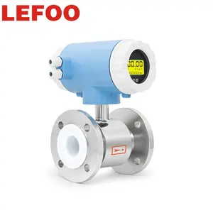 Fluxo eletromagnético lefoo ptfe DN10-300, medidor de fluxo eletromagnético saída 4-20ma para medição industrial