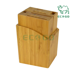 Porte-couteaux en bambou avec logo personnalisé, 6 fentes, blocs universels pour couteaux de cuisine - Product Image 2