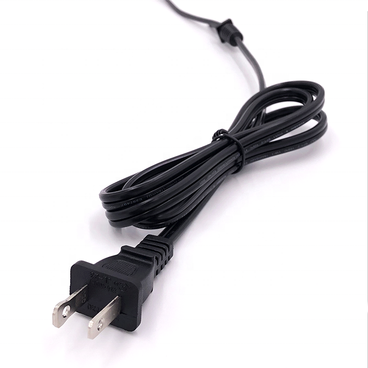 UL Two Pin Flat Power Plug Nema 1-15P for USA - Standard Grounding