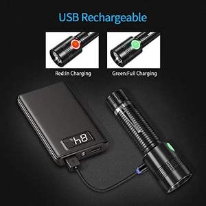 Torcia a <span class=keywords><strong>LED</strong></span> Super luminosa tattica tattica piccola torcia <span class=keywords><strong>10000</strong></span> Lumen ricaricabile 4 modalità cavo di ricarica magnetica per - Product Image 6