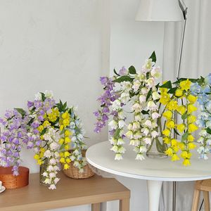 ดอกลิลลี่ออฟเดอะแวลลีย์ประดิษฐ์ยี่ห้อยาซูโนบุ ดอกไม้แขวนผ้าไหม สีม่วง น้ำเงิน ขาว สำหรับตกแต่งงานแต่งงานและบ้าน แบบก้านเดี่ยว - Product Image 2