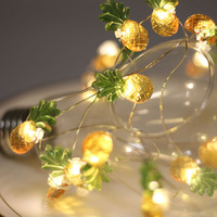 Guirlande lumineuse LED en cuivre à piles en forme d'ananas, lumières féériques pour la plage hawaïenne, les vacances d'été, la table et la décoration intérieure