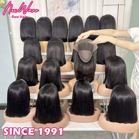 Pelucas de cabello humano liso natural vietnamita de bajo precio Alibaba, pelucas frontales de encaje sin pegamento, pelucas bob con volumen.