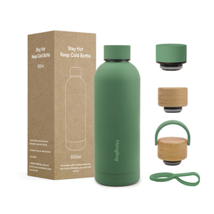 Hong Ling Frasco de vacío de acero inoxidable sin BPA de 500ml con 3 tapas Botella de agua aislada de doble pared para gimnasio Senderismo - Product Image 1