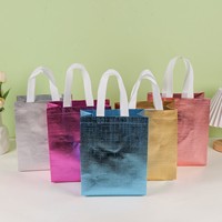Sac de shopping réutilisable en non-tissé de haute qualité, brillant métallisé, avec poignée, motif uni, tendance