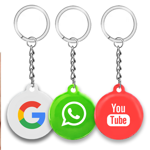 Custom Smart Nfc Business Card with Chip Tag Keychains Social Media Epoxy Nfc Keychain Instagram