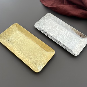 Plato para Toallas de Acero Inoxidable, Estilo Hotelero de Alta Gama, para Servir Toallitas Húmedas, Rectangular, Dorado, Pequeño, Bandeja de Servicio, Vajilla, Estilo Chino Nuevo - Product Image 3