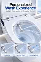 Nouveau design de toilette intelligente murale avec séchoir à air chaud, siège chauffant monobloc, chasse d'eau automatique à capteur, vente en gros usine