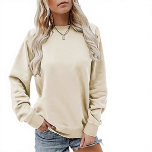 Venta al por mayor directa de fábrica: Sudadera de algodón transpirable de cuello redondo para mujer, de manga larga, color liso, estilo oversize, informal, para invierno. - Product Image 3