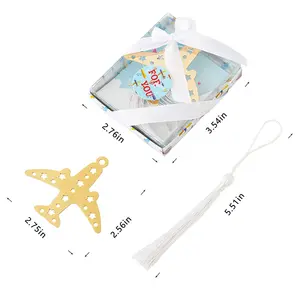 Favor de fiesta temática de viaje Regalos de devolución de boda y Baby Shower-Deja <span class=keywords><strong>que</strong></span> la aventura <span class=keywords><strong>comience</strong></span> Marcapáginas de avión hecho de metal duradero - Product Image 2