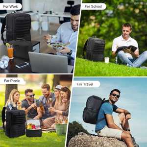 Sac à dos pour ordinateur portable en denim 15,6 pouces avec compartiment isotherme pour repas, fermeture éclair, style tactique/décontracté pour les trajets quotidiens et les pique-niques - Product Image 5