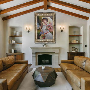 Riproduzione fatta a mano stile tradizionale Sissi principessa figura ritratto dipinto tela cornice legno parete arte - Product Image 6