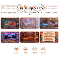Barre de cuivre pur 999 de 1 oz et 5 oz, fabrication américaine Série de timbres emblématiques, souvenir en relief coloré, édition avancée, objets de collection, barre de cuivre