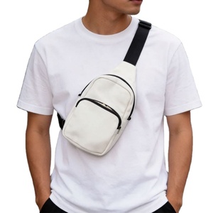 Sac de poitrine en toile personnalisé avec fermeture éclair, logo brodé de haute qualité, sac bandoulière multifonctionnel portable pour homme - Product Image 1