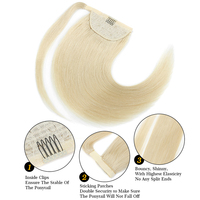 Drop Shipping 100% Cheveux Humains Brésilien Alignés Double Trame Wrap Around Longues Queues de Cheval Extension de Cheveux
