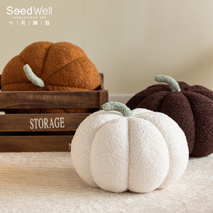 Hot Selling No MOQ Colorful Luxury Fluffy Home Decor <strong>Round</strong> <strong>Cushion</strong> Halloween Holiday Throw Pillowcase Pumpkin Pillow Sofa Pillow - Product Image 3