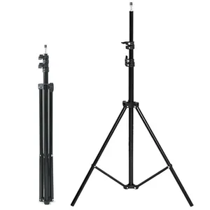 Dudukan Tripod profesional logam campuran aluminium 2.1m, dudukan kamera ringan fleksibel dengan Logo OEM untuk Streaming lampu cincin langsung