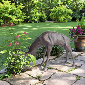 방수 및 내후성 실물 크기 주조 알루미늄 사슴 조각상, 정원 장식용 내구성 있는 전투 사슴 장식품 - Product Image 6