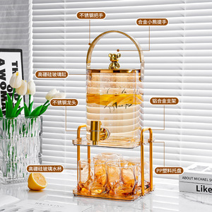 Carafe à eau en verre avec robinet, grande capacité, distributeur de boissons pour fruits, thé, cola, usage domestique, utilisation sur table - Product Image 3